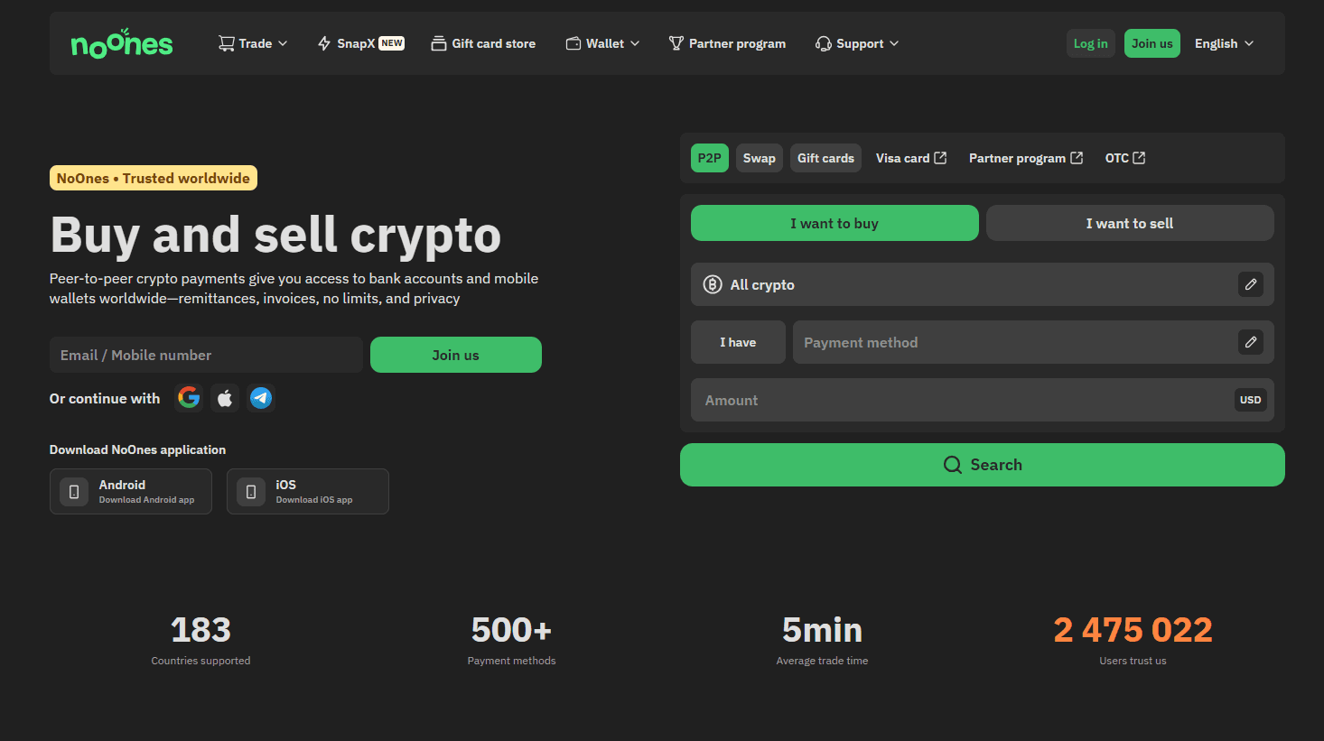 NoOnes P2P Marketplace App